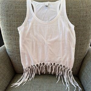 Kavio White Fringe Tank Top Girls size Large New no tags
